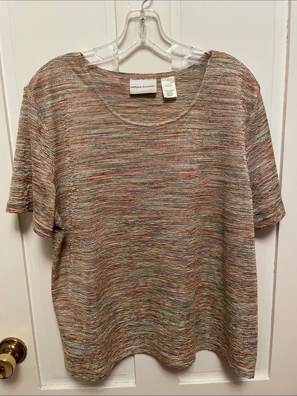 Alfred Dunner Multicolor Heathered Short Sleeve Top L